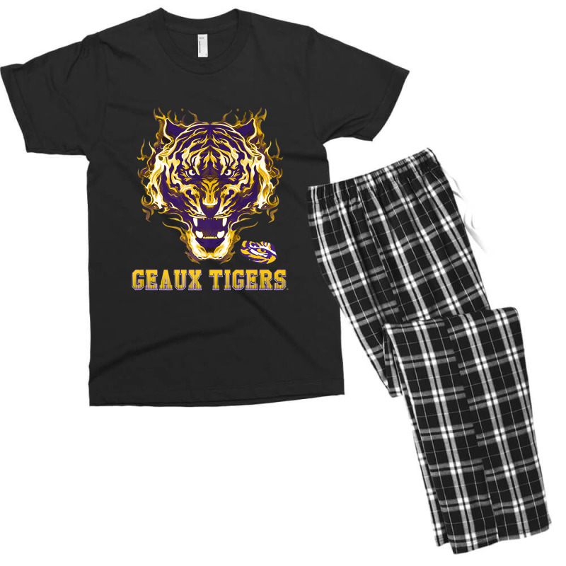 Lsu Tigers Tiger On Fire Geaux Gameday Alumni Vintage Retro Men's T-shirt Pajama Set | Artistshot