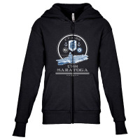 Uss Saratoga Cva 60 Naval Ship Military Aircraft Carrier Long Sleeve T Youth Zipper Hoodie | Artistshot