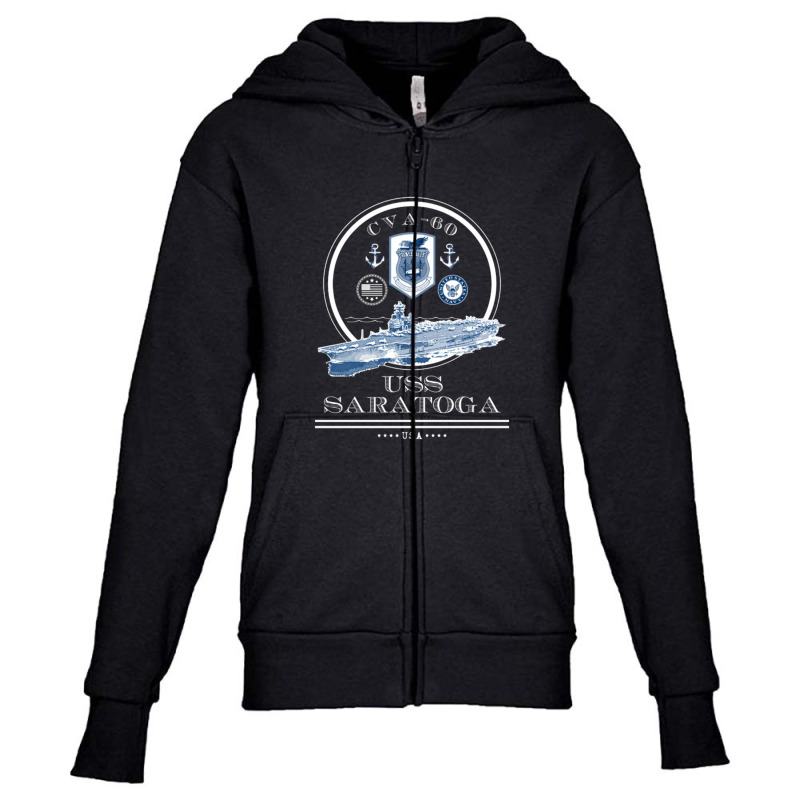 Uss Saratoga Cva 60 Naval Ship Military Aircraft Carrier Long Sleeve T Youth Zipper Hoodie by Anitabostic | Artistshot