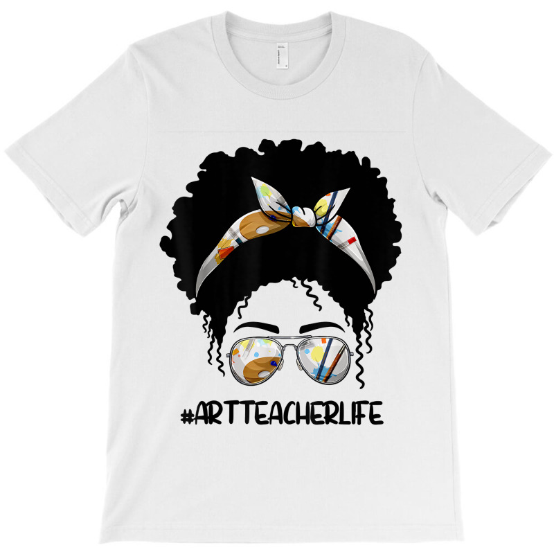 Afro Messy Bun Art Teacher Life T First Day Of School Cartoon Characte T-shirt | Artistshot