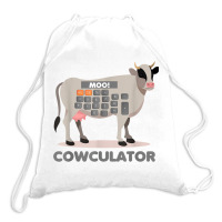 Algebra Math Calculator Funny Problem Solver Cow Moo Video Games Chara Drawstring Bags | Artistshot