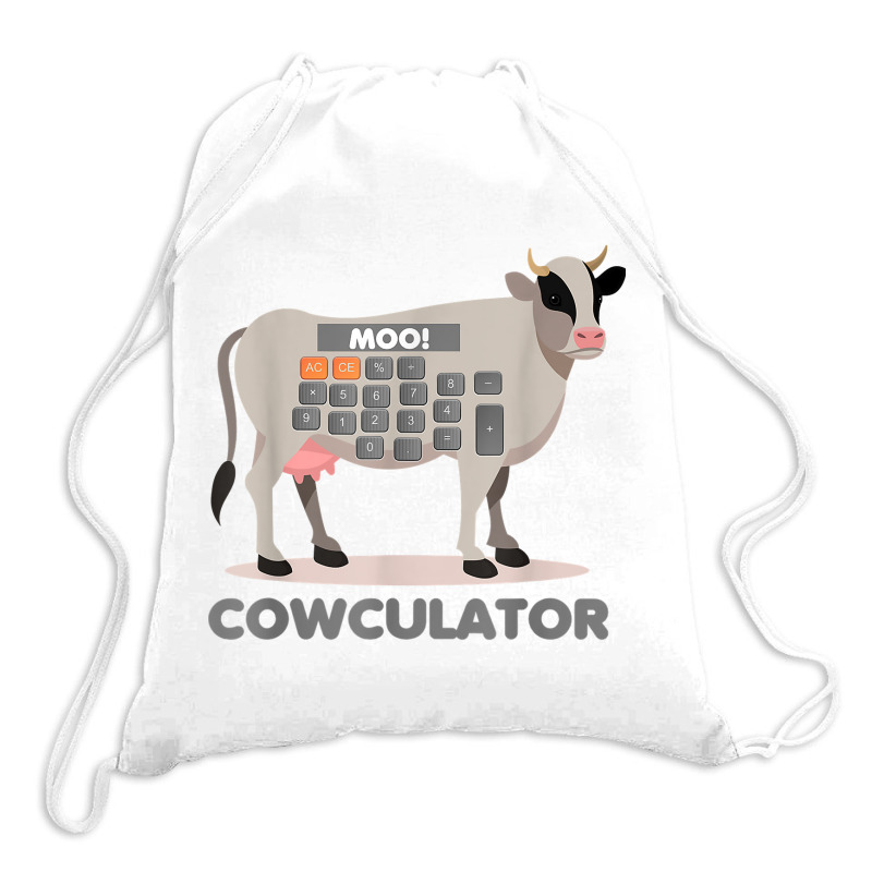 Algebra Math Calculator Funny Problem Solver Cow Moo Video Games Chara Drawstring Bags | Artistshot