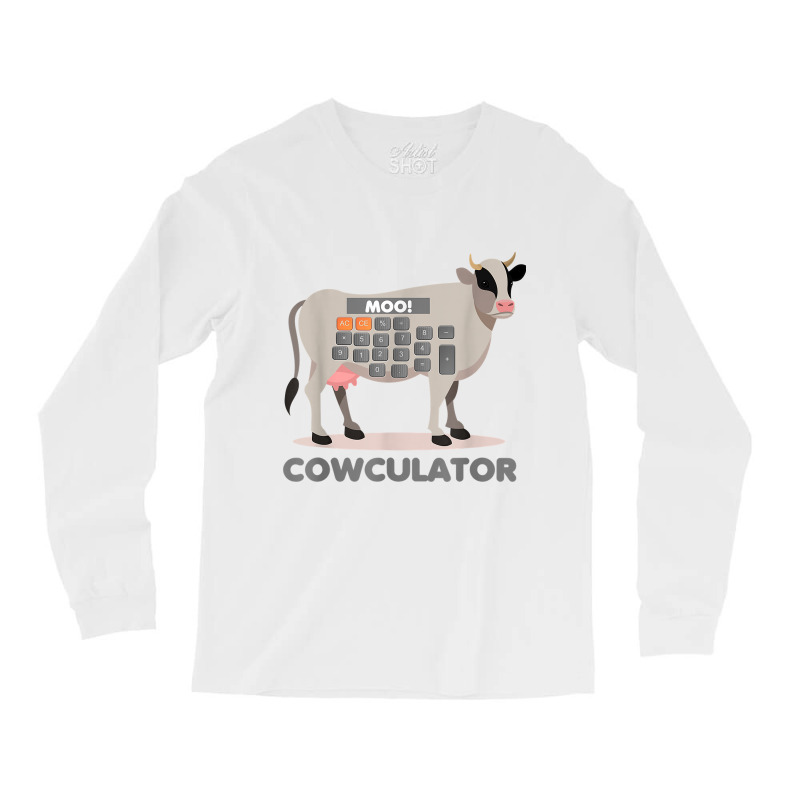 Algebra Math Calculator Funny Problem Solver Cow Moo Video Games Chara Long Sleeve Shirts | Artistshot