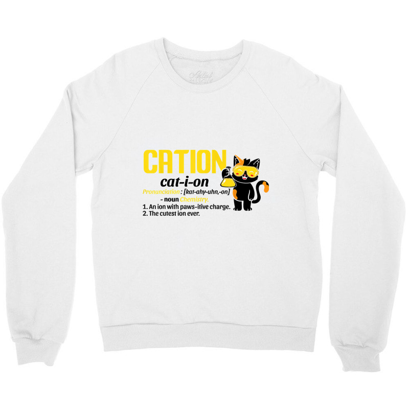 Funny Nerdy Cation Chemistry Black Kitty Cat Science Teacher Funny Gif Crewneck Sweatshirt | Artistshot