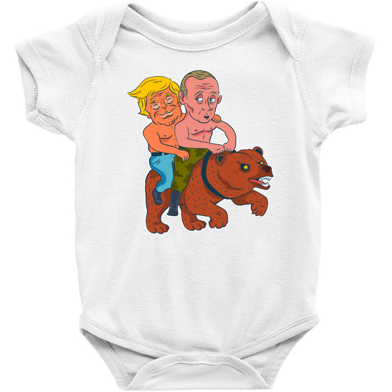 Trump And Putin Riding Bear Baby Bodysuit | Artistshot