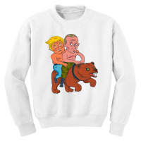 Trump And Putin Riding Bear Youth Sweatshirt | Artistshot