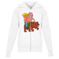 Trump And Putin Riding Bear Youth Zipper Hoodie | Artistshot