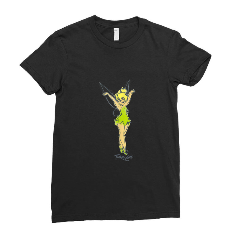 Peter Pan Tinker Bell Watercolor Sketch Ladies Fitted T-Shirt by Anitabostic | Artistshot