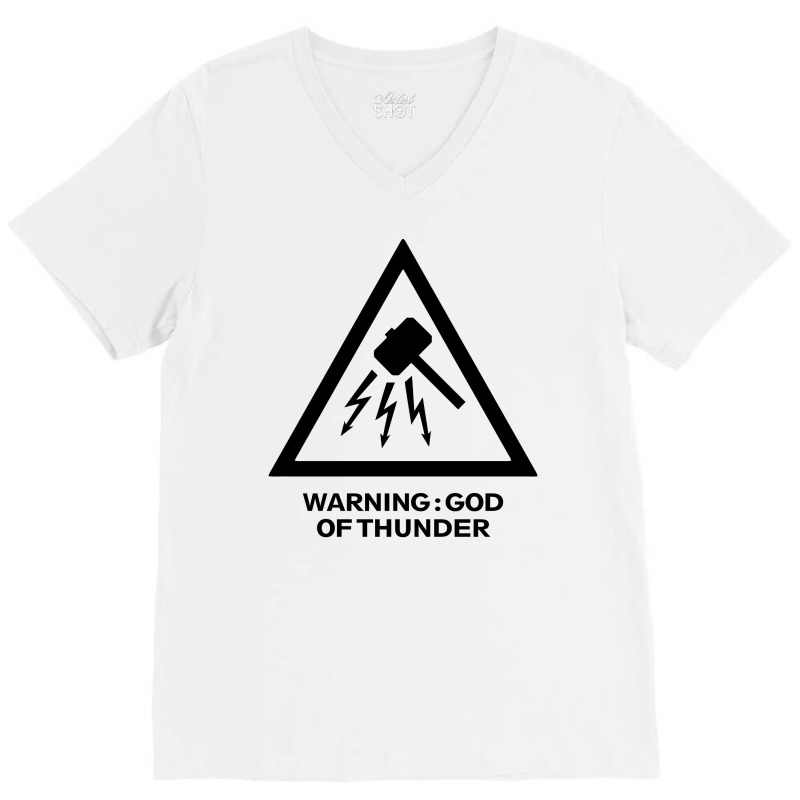 Warning God Of Thunder V-Neck Tee by Akhtar21 | Artistshot