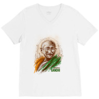 Mahatma Gandhi Jayanti Scribble Art V-neck Tee | Artistshot