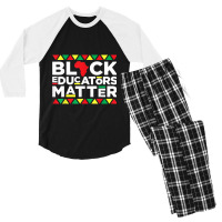 Black Educators Matter Teacher Pride Black History Month Music Vintage Men's 3/4 Sleeve Pajama Set | Artistshot