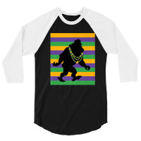 Mardi Gras Bigfoot Sasquatch 3/4 Sleeve Shirt | Artistshot