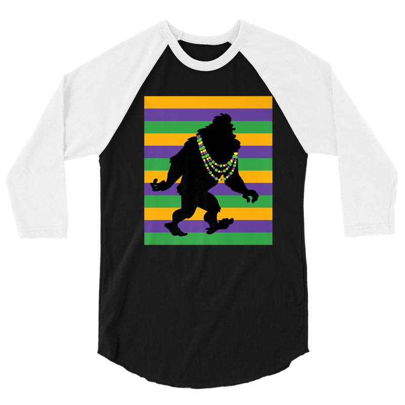 Mardi Gras Bigfoot Sasquatch 3/4 Sleeve Shirt | Artistshot