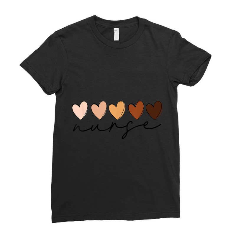 Melanin Hearts Nurse Afro American Black History Month Blm Character V Ladies Fitted T-Shirt by KhalilDesign | Artistshot