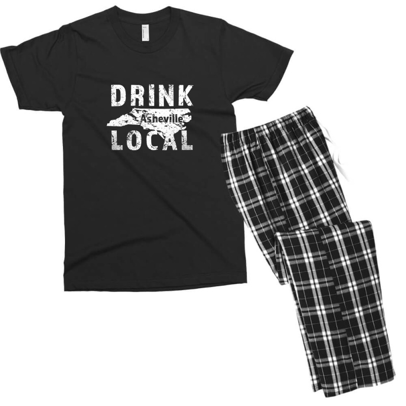 Distressed Drink Local Asheville Nc Men's T-shirt Pajama Set | Artistshot