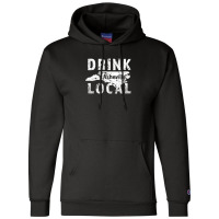 Distressed Drink Local Asheville Nc Champion Hoodie | Artistshot