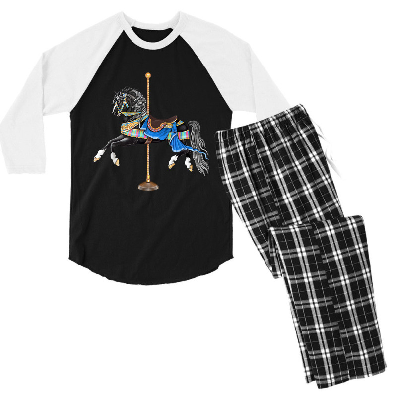 Black Stallion Carousel Horse Men's 3/4 Sleeve Pajama Set | Artistshot