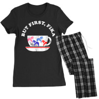 But First Fika Scandinavian Coffee Break Dala Horse Women's Pajamas Set | Artistshot