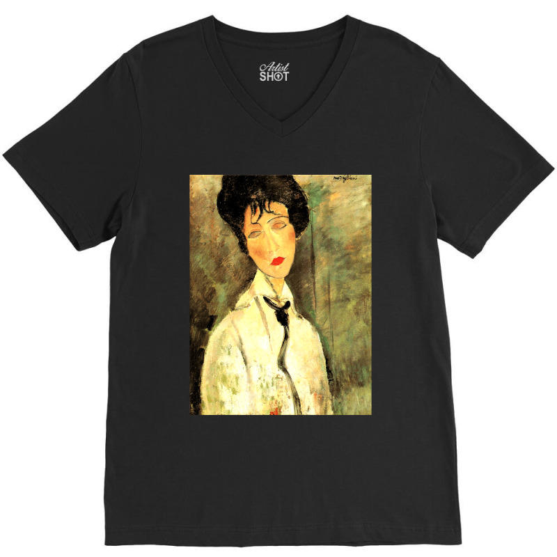 Amedeo Modigliani Woman With Black Cravat Classic V-Neck Tee by cm-arts | Artistshot