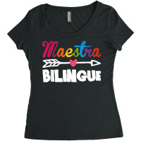 Back To School Maestra Bilingue Cute Funny Spanish Teacher Women's Triblend Scoop T-shirt | Artistshot