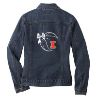 Illinois Fighting Illini Basketball Ribbon - Apparel Ladies Denim Jacket | Artistshot