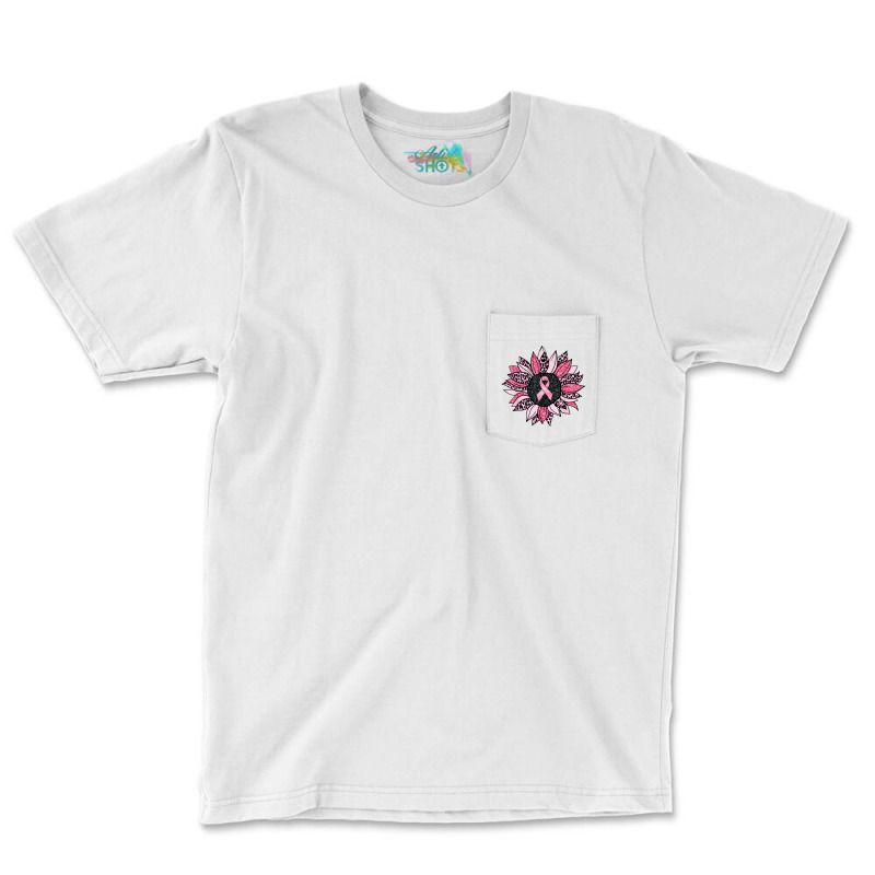 Sunflower Pink Cancer Awareness Women Warrior Pocket T-shirt | Artistshot