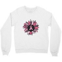 Sunflower Pink Cancer Awareness Women Warrior Crewneck Sweatshirt | Artistshot