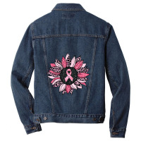 Sunflower Pink Cancer Awareness Women Warrior Men Denim Jacket | Artistshot