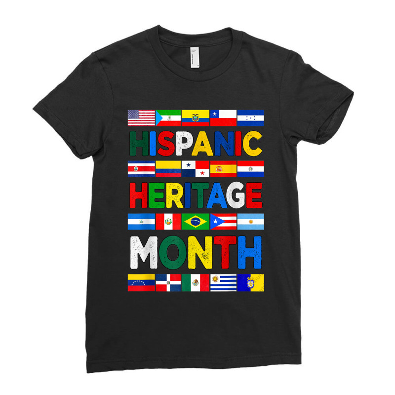 National Hispanic Heritage Month Latino Pride Flag Countries Retro Vin Ladies Fitted T-Shirt by KhalilDesign | Artistshot