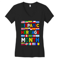 National Hispanic Heritage Month Latino Pride Flag Countries Retro Vin Women's V-neck T-shirt | Artistshot