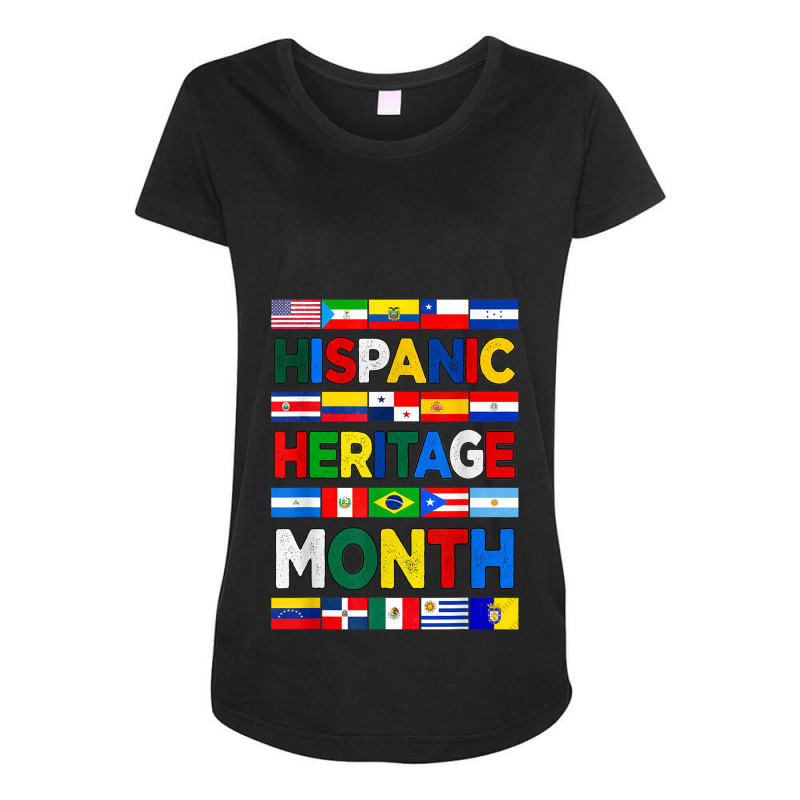 National Hispanic Heritage Month Latino Pride Flag Countries Retro Vin Maternity Scoop Neck T-shirt by KhalilDesign | Artistshot