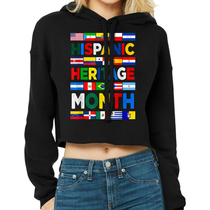 National Hispanic Heritage Month Latino Pride Flag Countries Retro Vin Cropped Hoodie by KhalilDesign | Artistshot