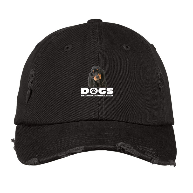 Dogs Because People Suck Black And Tan Coonhound Vintage Cap by SamtBetty | Artistshot