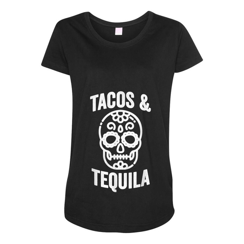 Tacos & Tequila Sugar Skull Calavera Alcohol Mexican Maternity Scoop Neck T-shirt by STACYSCHUDEL | Artistshot