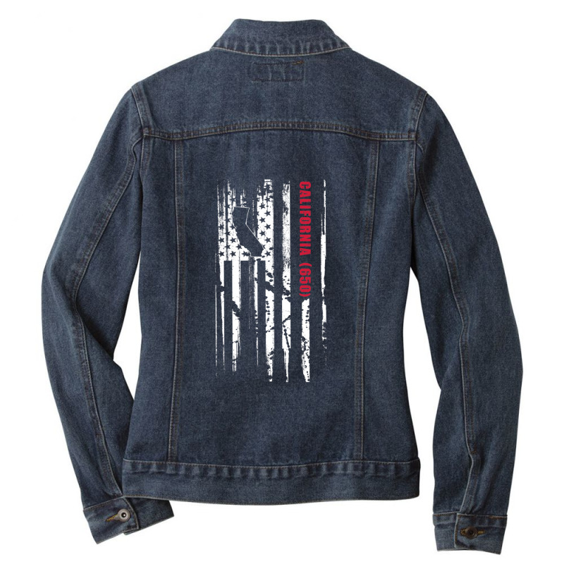 San Mateo Area Code American Flag, California Gift Ladies Denim Jacket by RaidenKelly | Artistshot