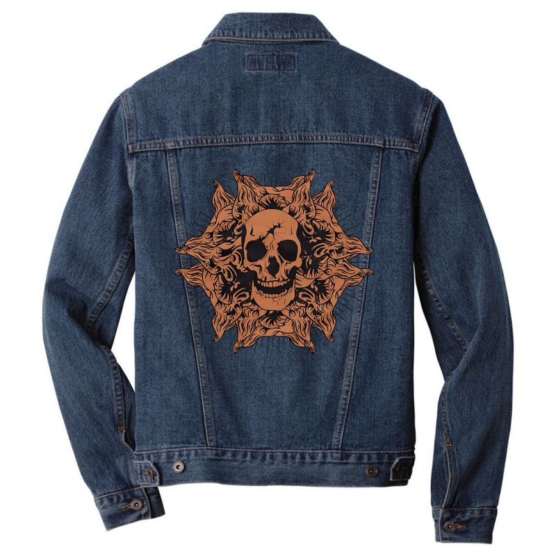 Skull Horror, Skull, Horror, Halloween, Skeleton, Death, Creepy, Magic Men Denim Jacket | Artistshot