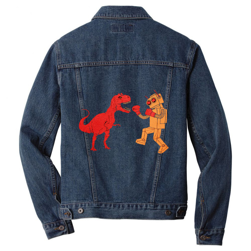 Dinosaur Vs Robot, Dinosaur Vs Robot Art, Dinosaur Vs Robot Vintage, D Men Denim Jacket by SHOPBEES | Artistshot