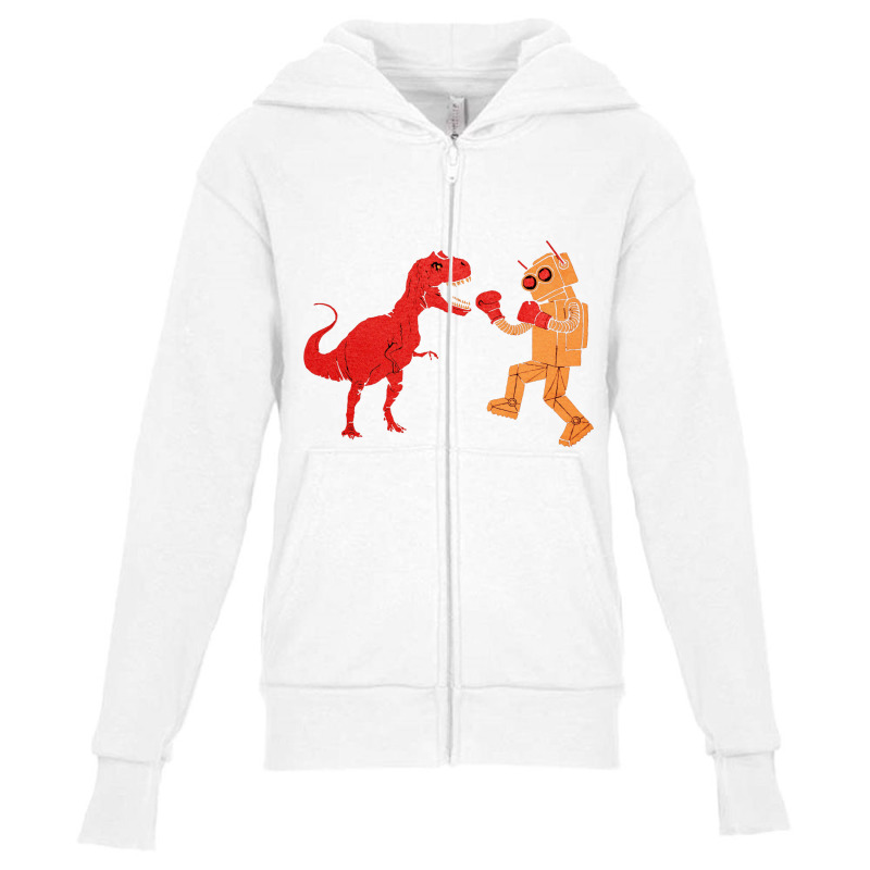 Dinosaur Vs Robot, Dinosaur Vs Robot Art, Dinosaur Vs Robot Vintage, D Youth Zipper Hoodie by SHOPBEES | Artistshot