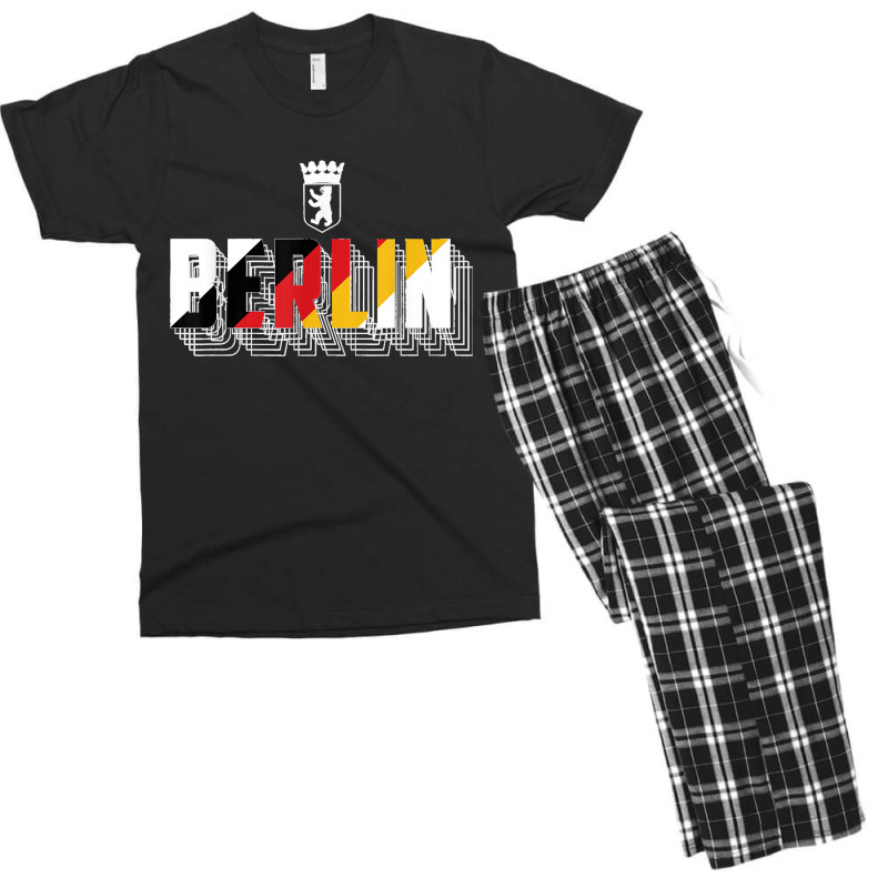 Berlin Typography Germany Flag Berlin Bear Symbol T Shirt Men's T-shirt Pajama Set | Artistshot