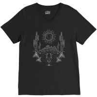 Southwestern Landscape, Southwestern, Landscape, Summer, Line Art Illu V-neck Tee | Artistshot