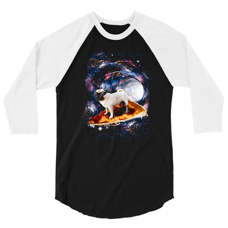 Space Dog Breed, Space Dog, Pug Surfing On Pizza, Pug Surfing, Pizza S 3/4 Sleeve Shirt | Artistshot