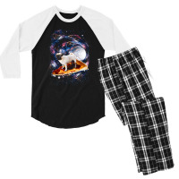 Space Dog Breed, Space Dog, Pug Surfing On Pizza, Pug Surfing, Pizza S Men's 3/4 Sleeve Pajama Set | Artistshot