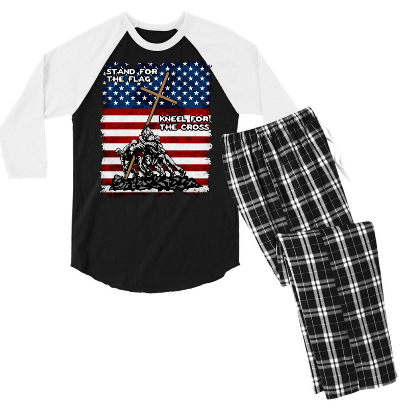 Stand For The Flag Kneel For The Cross, Stand For The Flag, Kneel For  Men's 3/4 Sleeve Pajama Set | Artistshot