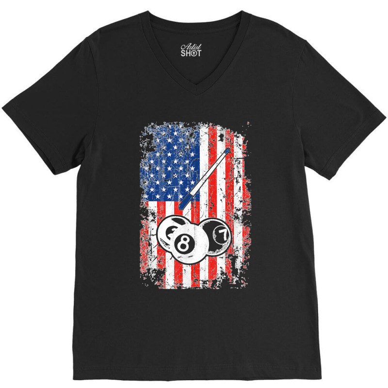 Billiards American Flag Cue Pool Balls Billiard Player Gift T Shirt V-neck Tee | Artistshot