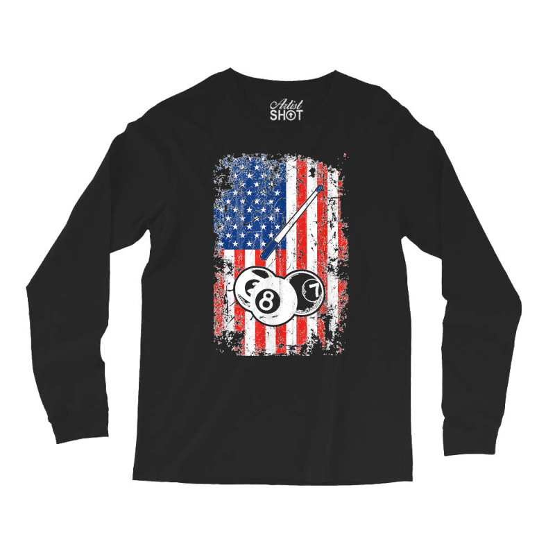 Billiards American Flag Cue Pool Balls Billiard Player Gift T Shirt Long Sleeve Shirts | Artistshot