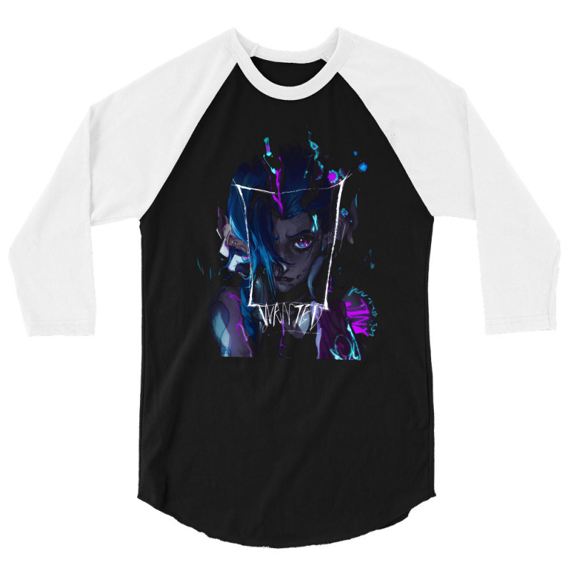 Arcane Wanted Jinx, Arcane Wanted Jinx Art, Arcane Wanted Jinx Vintage 3/4 Sleeve Shirt | Artistshot