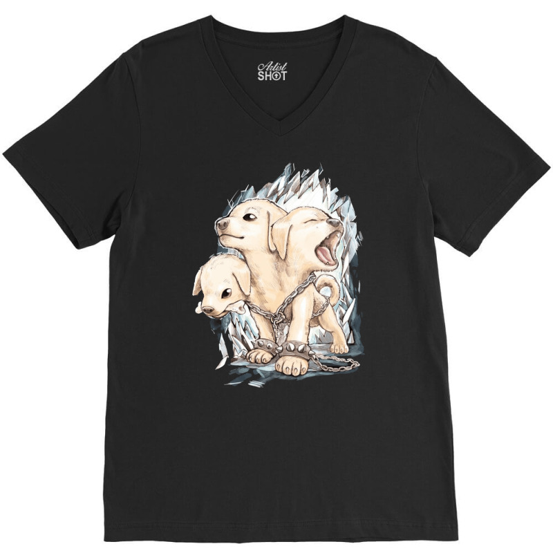 Ceberus Junior Dog, Ceberus Junior Dog Art, Ceberus Junior Dog Vintage V-neck Tee | Artistshot