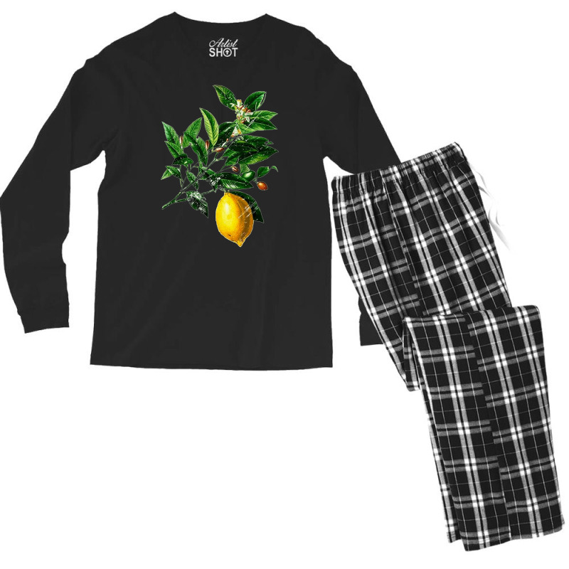 Lime Flower And Lemon, Lime Flower Lemon, Lemon, Lime Flower, Lime, Fl Men's Long Sleeve Pajama Set | Artistshot