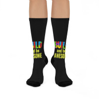 Build And Be Awesome Brick Builder Kids Block Set Builder Crew Socks | Artistshot