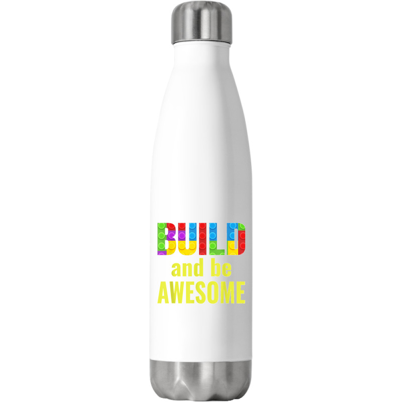 Build And Be Awesome Brick Builder Kids Block Set Builder Stainless Steel Water Bottle | Artistshot